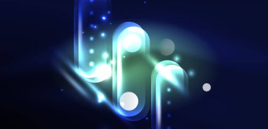 Soyut parlak neon ışıklı tekno daireler arka planı