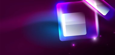 Neon parıldayan tekno çizgiler ve oklar, yüksek teknolojili soyut arkaplan şablonu