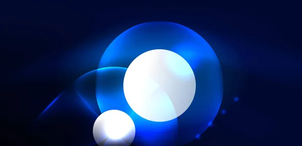 Abstract Achtergrond Blauw Glanzend Gloeiende Neon Kleur Ronde Elementen Cirkels — Stockvector