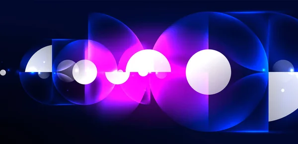 Abstrakt Bakgrund Glänsande Glödande Neon Färg Runda Element Och Cirklar — Stock vektor