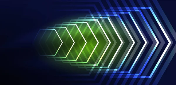 Hexagon Fundo Abstrato Techno Brilhante Neon Hexágono Formas Vetor Ilustração —  Vetores de Stock