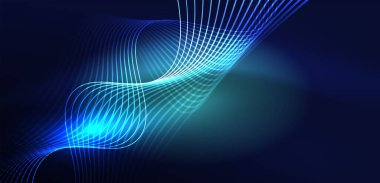 Soyut arkaplan neon dalgası. Duvar kağıdı, afiş, arkaplan, iniş sayfası, duvar resimleri, davetiyeler, posterler için yüksek teknoloji tasarımı