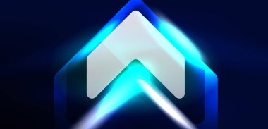 Neon hız oku ve çizgi arka planı şekillendirir. Parlak arka planlı yüksek teknoloji konsepti. Karanlıkta parlayan ışık efekti