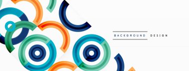Çemberler, ızgara desenli soyut bir arka planda düzenlenir ve çeşitli renklerin gölgeleri de dahil olmak üzere farklı renk aralıklarına sahiptir. Duvar kağıdı, afiş, sunum, arkaplan şablonu