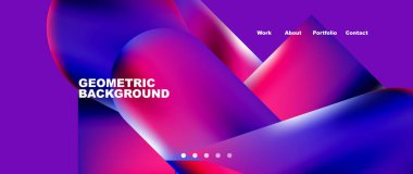 Landing page background template. Colorful plastic round shapes abstract composition. Vector illustration for wallpaper, banner, background