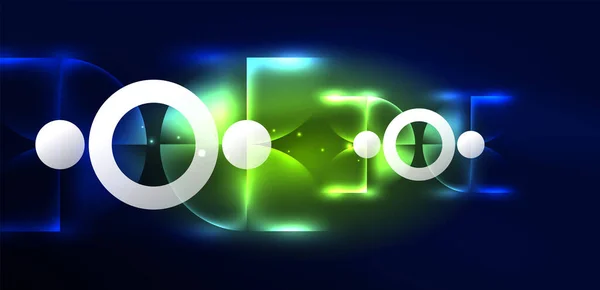 Lumière Néon Cercles Lumineux Vecteur Abstrait Fond — Image vectorielle