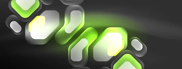 Illuminante Neon Elementi Geometrici Sfondo Astratto Spettacolo Luce Neon Laser — Vettoriale Stock