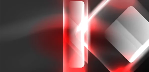 ネオンスピード矢印と線の形状の背景 光沢のある背景を持つハイテクコンセプト 暗闇の中での明るいフレア光の効果 — ストックベクタ