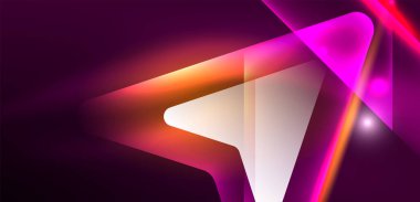 Neon parıldayan tekno çizgiler ve oklar, yüksek teknolojili soyut arkaplan şablonu