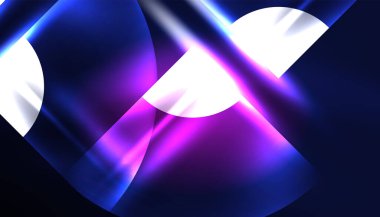 Soyut arka plan vektörü neon parlayan geometrik elementler. Duvar kağıdı, afiş, arkaplan, iniş sayfası, duvar resimleri, davetiyeler, posterler için yüksek teknoloji tasarımı
