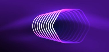 Altıgen soyut arkaplan. Duvar kağıdı, afiş, arkaplan, iniş sayfası, duvar sanatı, davetiye, baskılar için tekno parlayan neon altıgen şekiller vektör ilüstrasyonunu şekillendirir