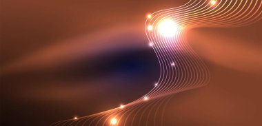 Soyut arkaplan neon dalgası. Duvar kağıdı, afiş, arkaplan, iniş sayfası, duvar resimleri, davetiyeler, posterler için yüksek teknoloji tasarımı