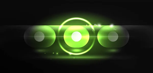 Abstract Glowing Neon Light Techno Circles Background — Stock Vector