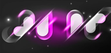 Soyut arkaplan parlayan neon ışıklı geometrik şekiller. Duvar kağıdı, bayrak, arkaplan, kart, kitap illüstrasyonu, iniş sayfası için uzay kozmik ya da sihirli enerji vektör duvar kağıdı