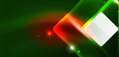 Neon parıldayan tekno çizgiler ve oklar, yüksek teknolojili soyut arkaplan şablonu