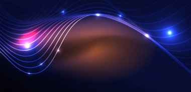 Soyut arkaplan neon dalgası. Duvar kağıdı, afiş, arkaplan, iniş sayfası, duvar resimleri, davetiyeler, posterler için yüksek teknoloji tasarımı