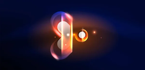 Abstrakter Hintergrund Mit Leuchtenden Geometrischen Formen Aus Neonlicht Raum Kosmische — Stockvektor