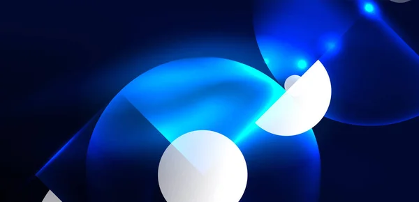 Abstrakter Hintergrund Blau Glänzend Leuchtende Neonfarbe Runde Elemente Und Kreise — Stockvektor