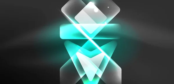 Neon Zářící Techno Čáry Šipky Tech Futuristické Abstraktní Pozadí Šablony — Stockový vektor