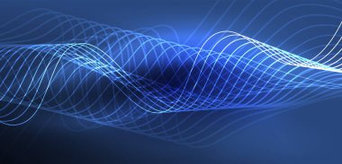 Soyut arkaplan neon dalgası. Duvar kağıdı, afiş, arkaplan, iniş sayfası, duvar resimleri, davetiyeler, posterler için yüksek teknoloji tasarımı