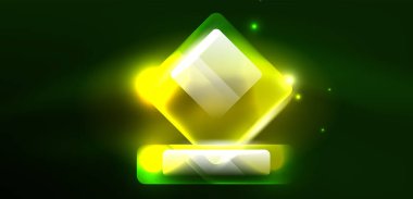 Neon parıldayan tekno çizgiler ve oklar, yüksek teknolojili soyut arkaplan şablonu
