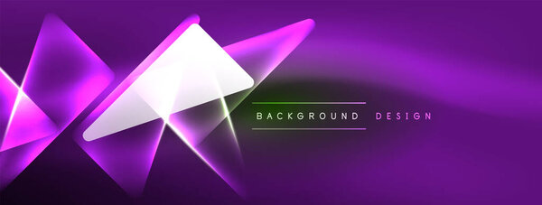 Яркий геометрический неоновый сияющий фон. Смелый и смелый набор осколков, подкладок, цветов и блеска, перфект для футуристических современных дизайнов, презентаций hi-tech, технологических веб-страниц