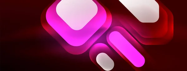Linhas Néon Quadrados Formas Redondas Fundo Abstrato Techno Brilhante Neon — Vetor de Stock
