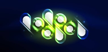 Soyut arkaplan parlayan neon ışıklı geometrik şekiller. Duvar kağıdı, bayrak, arkaplan, kart, kitap illüstrasyonu, iniş sayfası için uzay kozmik ya da sihirli enerji vektör duvar kağıdı