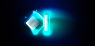 Neon hız oku ve çizgi arka planı şekillendirir. Parlak arka planlı yüksek teknoloji konsepti. Karanlıkta parlayan ışık efekti