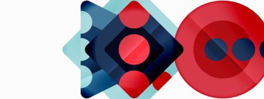 Trendy minimal geometric abstract background. Triangles, squares and circles bright colors backdrop. Vector Illustration For Wallpaper, Banner, Background, Card, Book Illustration, landing page