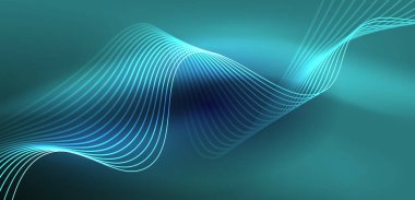 Soyut arkaplan neon dalgası. Duvar kağıdı, afiş, arkaplan, iniş sayfası, duvar resimleri, davetiyeler, posterler için yüksek teknoloji tasarımı