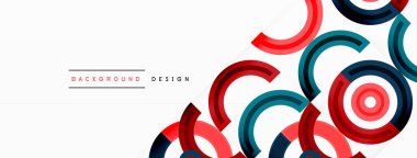 Değişik tonlara ve renklere sahip canlı ve göz alıcı bir tasarıma sahip renkli çemberler girdap ve dinamik bir etki yaratıyor.