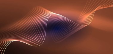 Soyut arkaplan neon dalgası. Duvar kağıdı, afiş, arkaplan, iniş sayfası, duvar resimleri, davetiyeler, posterler için yüksek teknoloji tasarımı