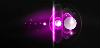 Soyut parlak neon ışıklı tekno daireler arka planı