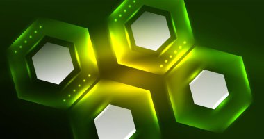 Soyut arkaplan neon altıgen vektör çizimi