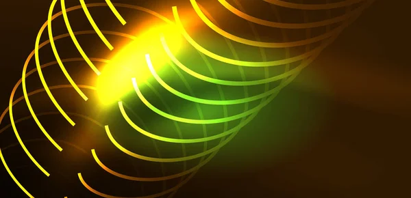 Neonové Čáry Vlny Abstraktní Pozadí Techno Zářící Neonové Tvary Vektorové — Stockový vektor