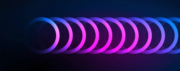 Neon Cerchi Incandescenti Linee Forma Rotonda Concetto Luce Spazio Energia — Vettoriale Stock
