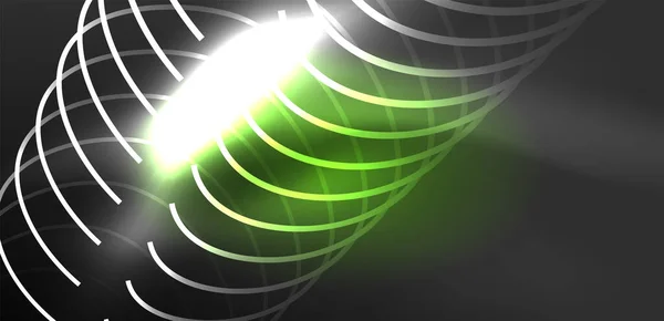 Neon Lézervonalak Körök Hullámok Elvont Háttér Neonfény Vagy Lézershow Elektromos — Stock Vector