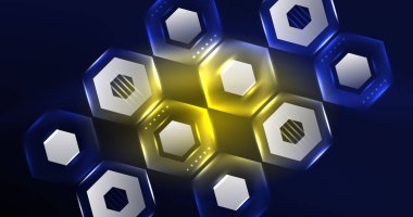 Soyut arkaplan neon altıgen vektör çizimi