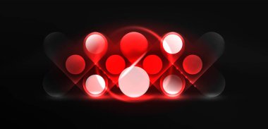 Soyut parlak neon ışıklı tekno daireler arka planı