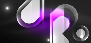 Soyut arkaplan parlayan neon ışıklı geometrik şekiller. Duvar kağıdı, bayrak, arkaplan, kart, kitap illüstrasyonu, iniş sayfası için uzay kozmik ya da sihirli enerji vektör duvar kağıdı