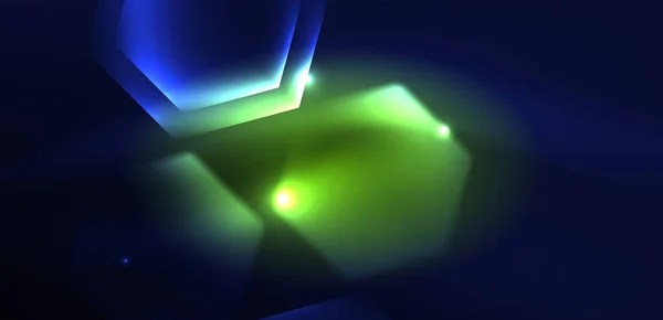 Šestiúhelníkové Abstraktní Pozadí Techno Zářící Neonové Šestiúhelníkové Tvary Vektorové Ilustrace — Stockový vektor