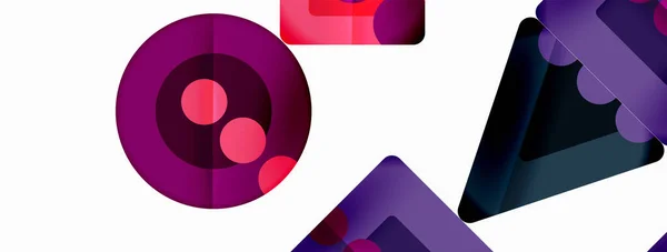 Trendy Minimal Geometric Abstract Background Triangles Squares Circles Bright Colors — Vector de stoc