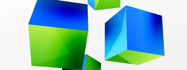 Cubes Vector Abstract Background Composition Square Shaped Basic Geometric Elements —  Vetores de Stock