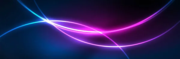 Modré Neonové Zářící Čáry Magický Energetický Prostor Světlo Koncept Abstraktní — Stockový vektor
