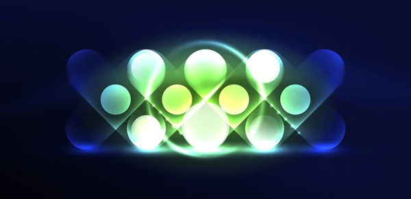 Abstrato Brilhante Neon Luz Techno Círculos Fundo —  Vetores de Stock