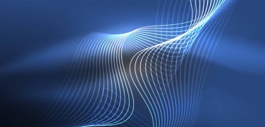 Soyut arkaplan neon dalgası. Duvar kağıdı, afiş, arkaplan, iniş sayfası, duvar resimleri, davetiyeler, posterler için yüksek teknoloji tasarımı