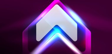 Neon parıldayan tekno çizgiler ve oklar, yüksek teknolojili soyut arkaplan şablonu