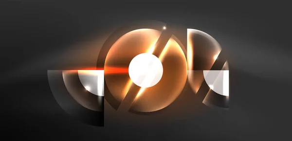 要旨背景に輝くネオンサークルと魔法の光の効果を持つ線 バナー ランディングページ 壁アート 招待状 プリント ポスターのハイテクデザイン — ストックベクタ