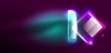 Neon parıldayan tekno çizgiler ve oklar, yüksek teknolojili soyut arkaplan şablonu